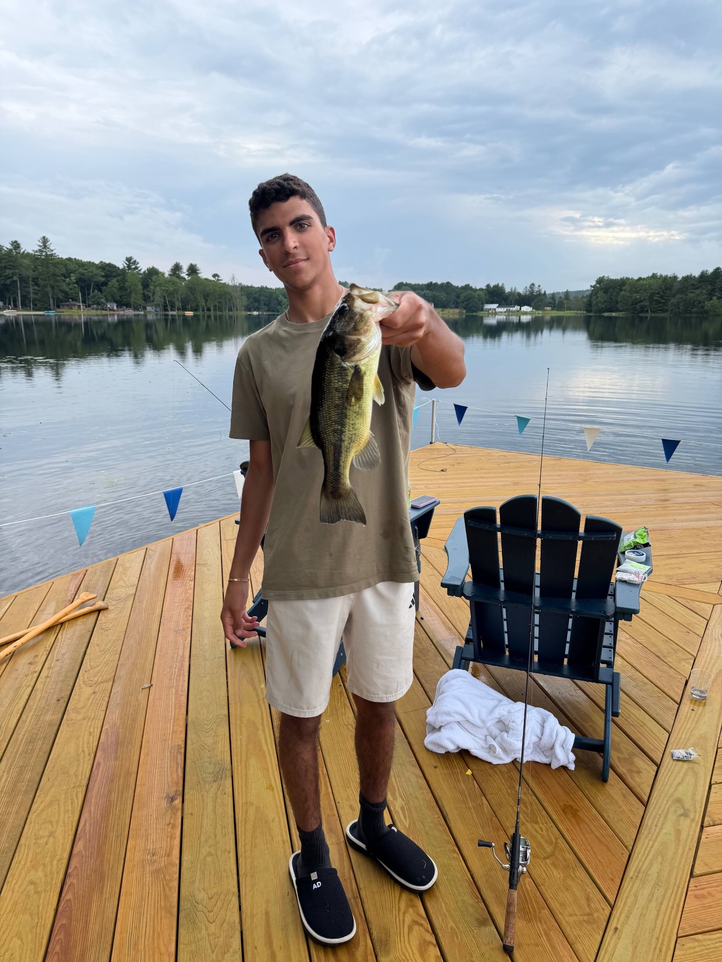 Largemouth bass off the dock