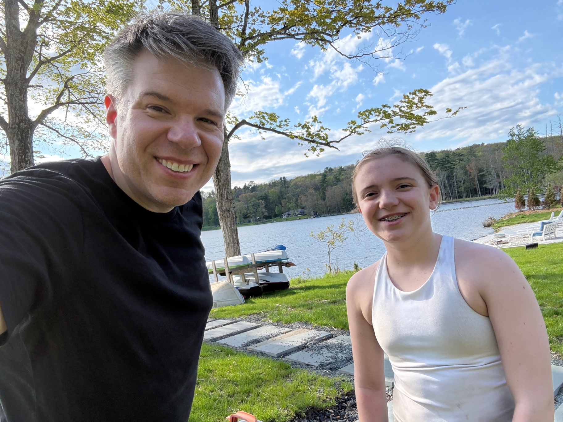 Lakeside with family