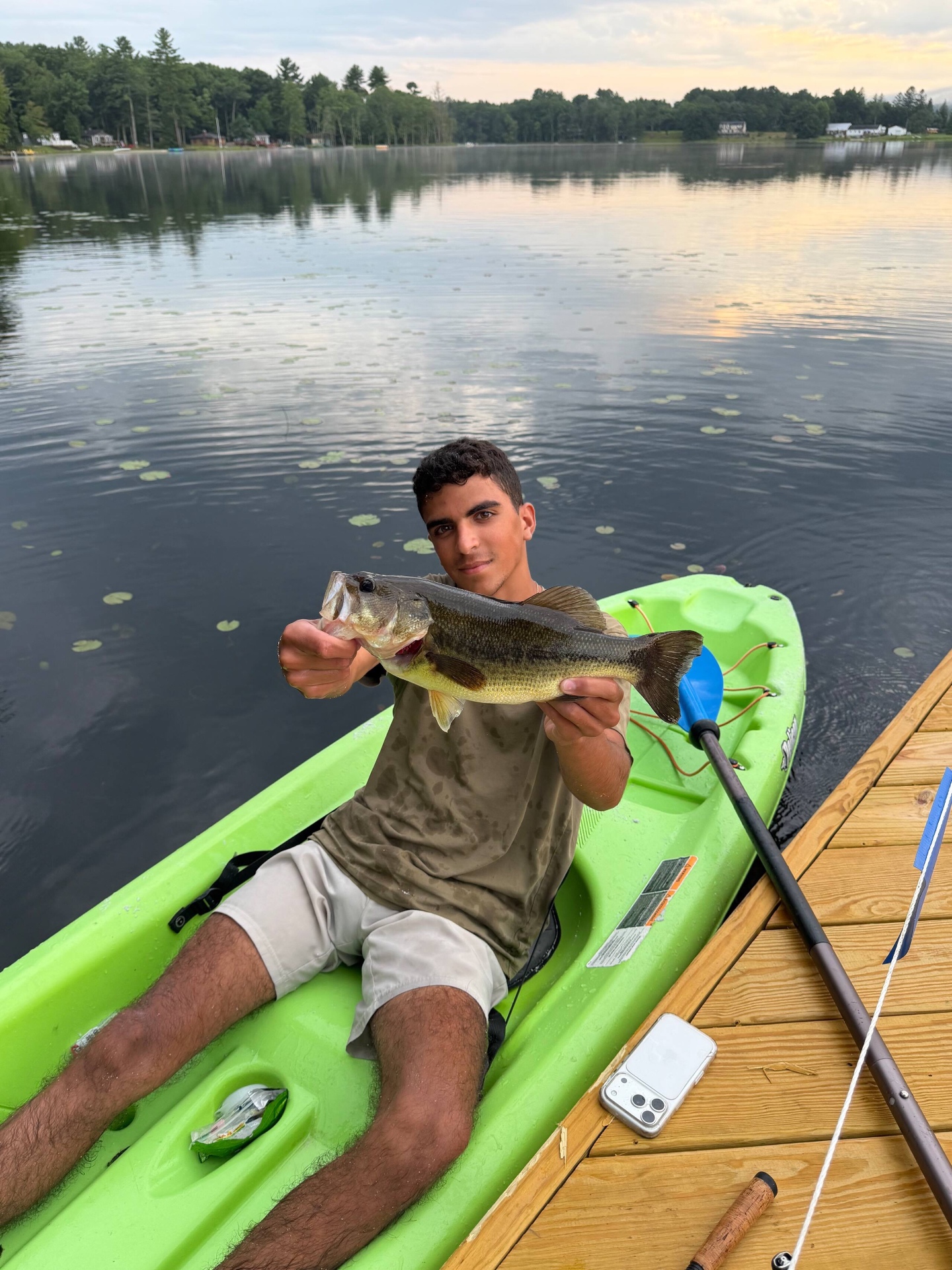 Kayak bass at golden hour
