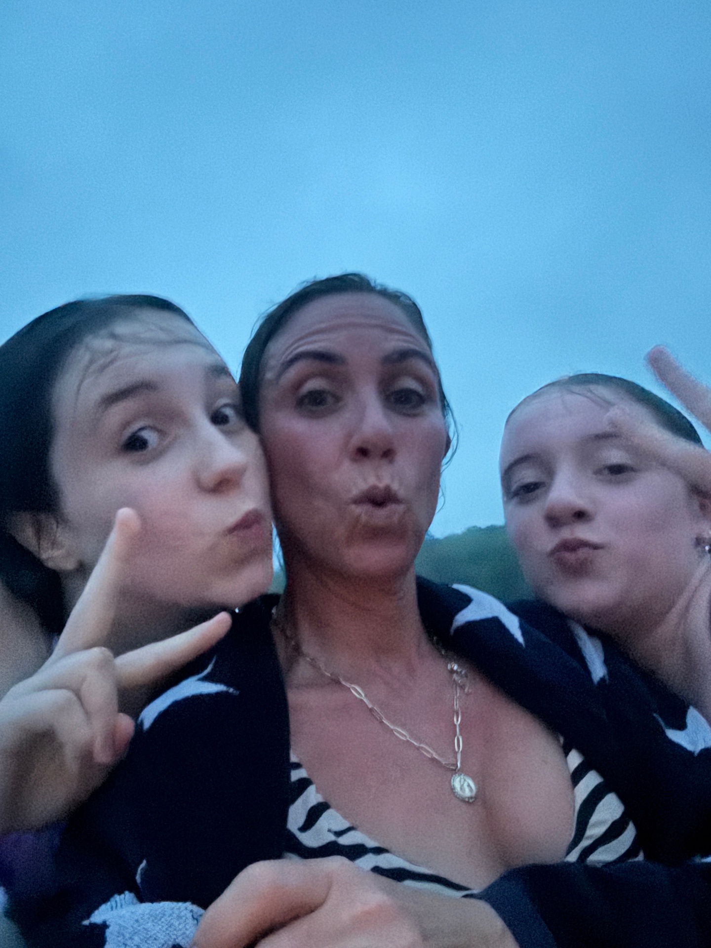 Silly faces at sunset